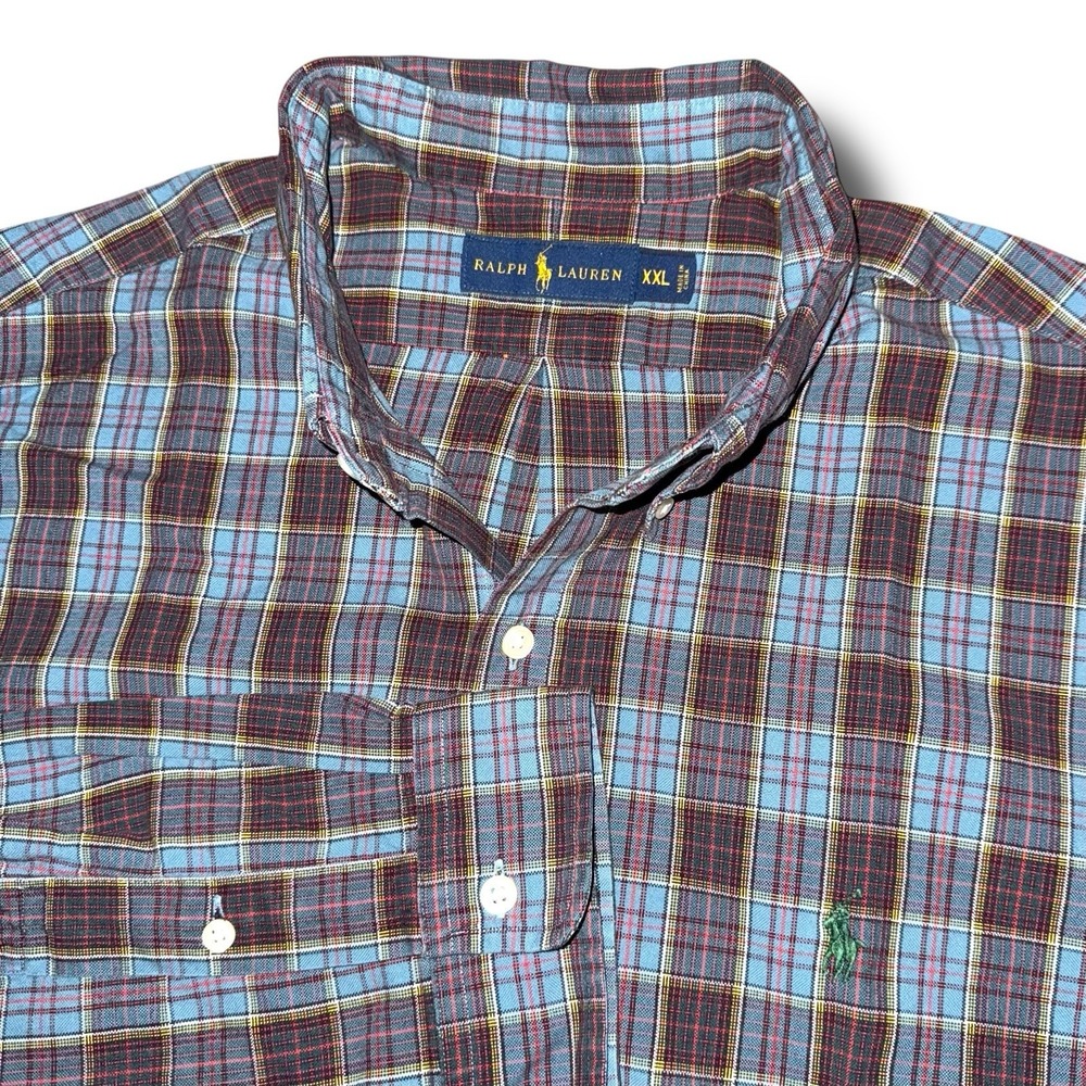 RALPH LAUREN‎ Plaid Shirt 2XL Oxford L/S Button Down